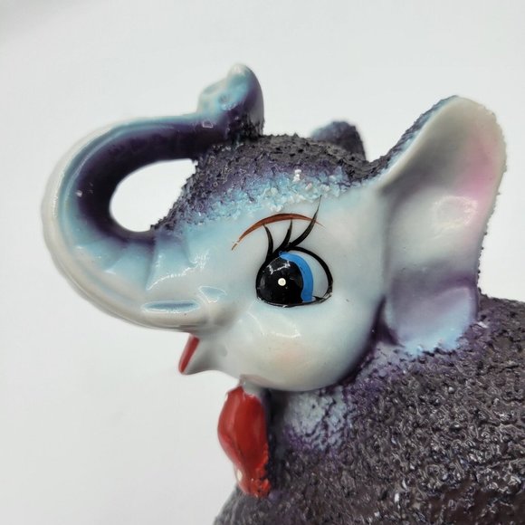 Arnart Vintage MCM Elephant With Red Bow Tie Sand Textured Figurine RARE - Picture 6 of 12